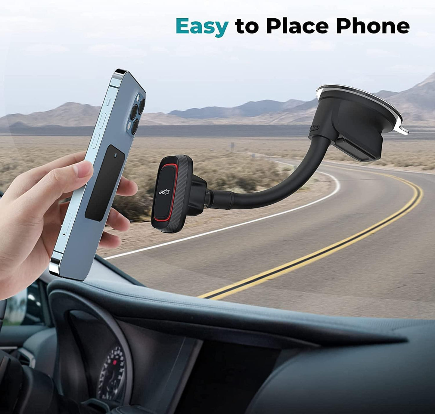 Phone Car Holder Dash/Windshield Mount (Flexible)