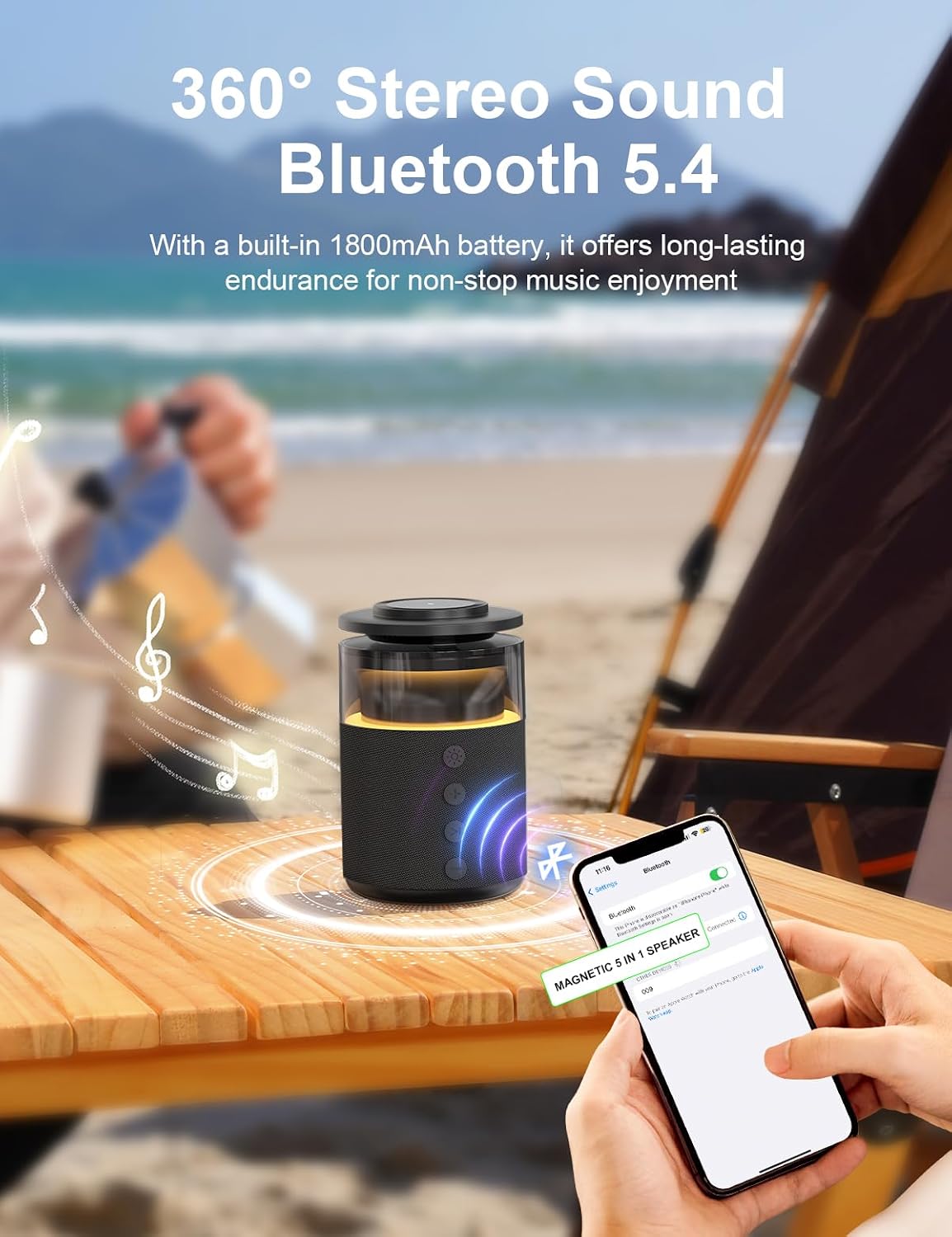 Fast 5 in 1 home charger wireless Bluetooth speaker